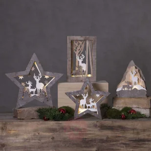 Best Season Gwiazda dekoracyjna LED Fauna z drewna, 24 cm - Oświetlenie świąteczne - miniaturka - grafika 5