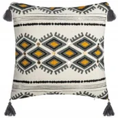 Poszewki na poduszki - poszewka boho frędzle len beż bawełna etno aztec - miniaturka - grafika 1