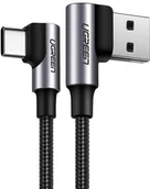 Kable USB - UGREEN kątowy kabel przewód USB - USB Typ C Quick Charge 3.0 QC3.0 3 A 2 m szary (US176 20857) - miniaturka - grafika 1