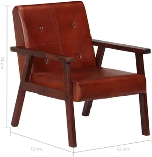 vidaXL Fotel, brązowy, 61x70x74 cm, prawdziwa skóra - Fotele - miniaturka - grafika 6