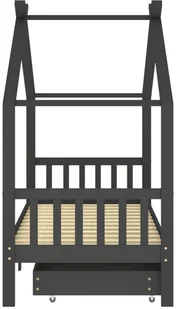 VidaXL Lumarko Łóżko dziecięce z szufladami ciemnoszare, lita sosna, 90x200 cm 322153 VidaXL - Łóżeczka i kojce - miniaturka - grafika 4