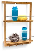 Półki łazienkowe - Relaxdays Regał z bambusa: wys. x szer. x gł.: ok. 53 x 38 x 15,5 cm brodzik prysznicowy z 2 półki wykonane z feuchtigkeitsresistentem  drewniany regał wiszący w łazience jako praktyczna półka wisząca  10019190 - miniaturka - grafika 1