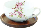 Filiżanki - Nuova R2S Easy life PORCELANOWA FILIŻANKA na DREWNIANYM SPODKU R2S - Sakura - Kwitnąca Wiśnia (1082 SAKU) 1082 SAKU - miniaturka - grafika 1