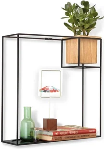 Umbra Umbra Cubist pływająca półka z wbudowaną doniczką na sukulent  nowoczesna dekoracja ścienna i geometryczna półka na książki, świece, notatki, zdjęcia, rośliny domowe i wiele więcej! | duża, czarna 470754-427 - Półki i regały dla dzieci - miniaturka - grafika 3