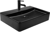 Umywalki - Oltens DUVE Umywalka 60x42 cm nablatowa prostokątna z powłoką SmartClean czarny mat 41800300 - miniaturka - grafika 1