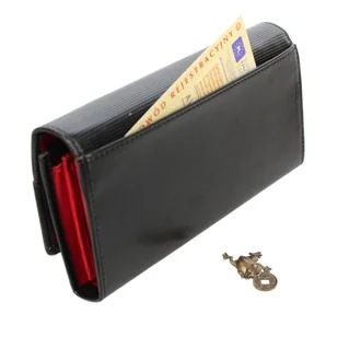 Wilmar (PL) Portfel Damski (PL) Suwak 16 cm Skóra Włoska Czarny Z Czerwonym - Portfele - miniaturka - grafika 7