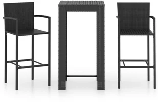 vidaXL 3-cz zestaw mebli barowych z podłokietnikami czarny rattan PE 3064805 - Pozostałe meble ogrodowe - miniaturka - grafika 2