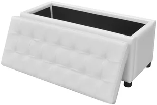 vidaXL Pikowana ławka biała otomana - Ławki do przedpokoju - miniaturka - grafika 7