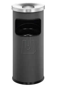 Durable Kosz na śmieci SAFE okrągły metalowy z popielnicą srebrny - Kosze biurowe - miniaturka - grafika 2
