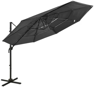 vidaXL 4-poziomowy parasol na aluminiowym słupku, antracytowy, 3x3 m 313830 - Parasole ogrodowe - miniaturka - grafika 2