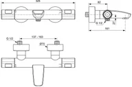 Baterie wannowe i prysznicowe - Ideal Standard Ceratherm T100 Bateria wannowo-prysznicowa termostatyczna ścienna chrom A7238AA - miniaturka - grafika 1
