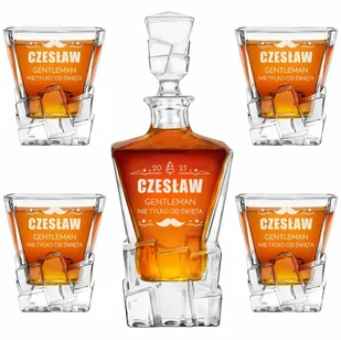 Murrano Karafka Ice Blink i 4 szklanki z grawerem dla konesera whisky KARIB_4xSZIB-036 - Karafki - miniaturka - grafika 9