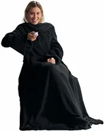 Koce - CelinaTex miękki koc XL z polaru (mikrofibry), z rękawami i z kieszenią na telefon komórkowy, wymiary 170 x 200 cm + 50 cm (kieszeń na stopy), czarny 3212 - miniaturka - grafika 1