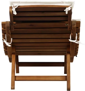 vidaXL Leżak z poduszką, lite drewno akacjowe, kremowy - Leżaki ogrodowe - miniaturka - grafika 4