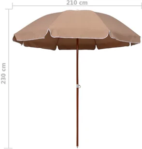 vidaXL Parasol na stalowym słupku, 240 cm, kolor taupe vidaXL - Parasole ogrodowe - miniaturka - grafika 5