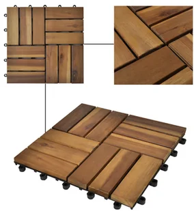 vidaXL Płytki tarasowe 30xcm z drewna akacji w zestawie - Podesty i deski tarasowe - miniaturka - grafika 4