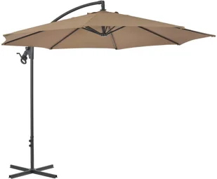 vidaXL Parasol wiszący ze stalowym słupkiem, 300 cm, kolor taupe - Parasole ogrodowe - miniaturka - grafika 4
