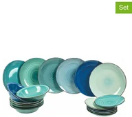 Talerze - Villa D Este Villa d Este 18-częściowy zestaw talerzy "Ocean" w kolorze niebiesko-turkusowym - miniaturka - grafika 1