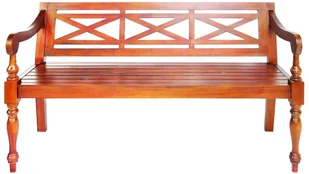 vidaXL Ławka Batavia, lity mahoń, 136 x 50 x 82 cm, ciemnobrązowa - Ławki ogrodowe - miniaturka - grafika 4