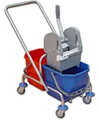 Wózki serwisowe - Euro wózek dwuwiaderkowy chromowany z wyciskarką, szczękową TTS - 25L - miniaturka - grafika 1