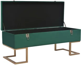 vidaXL Ławka ze schowkiem, 105 cm, zielona, aksamitna vidaXL - Ławki do przedpokoju - miniaturka - grafika 2