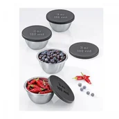Miski i półmiski - Kuchenprofi miseczki z pokrywkami 4 szt. 0,1 l śred 8 x 4 cm stal nierdzewna/tworzywo sztuczne KU-0912112804 - miniaturka - grafika 1