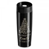 Kubki termiczne - Murrano Kubek Termiczny Termos Czarny Choinka GRAWER KUB-C-003 - miniaturka - grafika 1