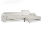 Narożniki - Vente-Unique Sofa narożna ze skóry SOLANGE - Biały - Narożnik prawostronny - miniaturka - grafika 1