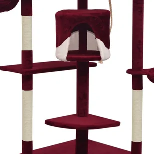 vidaXL Drapak dla kota z sizalowymi słupkami, 203 cm, czerwono-biały - Drapaki dla kotów - miniaturka - grafika 4