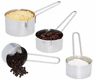 Pozostałe akcesoria kuchenne - Relaxdays 4-częściowy zestaw kubków z miarką, stal szlachetna, łyżka miarowa z uchwytem, nadaje się do mycia w zmywarce, rozmiary US, ml, dane liczbowe, kolor srebrny (10023455) - miniaturka - grafika 1