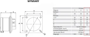 PCE Wtyczka tablicowa 32A 5P 400V czerwona IP44 625-6 625-6 - Gniazdka elektryczne - miniaturka - grafika 2