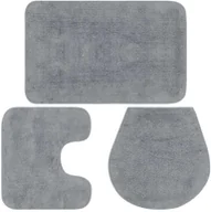 Dywaniki łazienkowe - vidaXL 3-częściowy zestaw mat łazienkowych, tkanina, szary - miniaturka - grafika 1