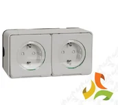 Gniazdka elektryczne - Schneider Electric MUREVA STYL Gniazdo 2 podwójne z uziemieniem SCHUKO 2P+PE IP55 biały MUR39035 MUR39035/SCH - miniaturka - grafika 1
