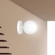 Lampy ścienne - EULUNA Kinkiet Kiba biały/złoty szklany kulisty klosz - miniaturka - grafika 1