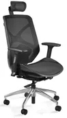 Fotele i krzesła biurowe - Unique Meble Krzesło biurowe ergonomiczne z zagłówkiem HERO czarny/siatka - miniaturka - grafika 1
