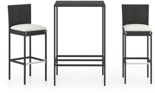 vidaXL 3-cz zestaw barowy do ogrodu z poduszkami rattan PE czarny 3064828 - Pozostałe meble ogrodowe - miniaturka - grafika 2