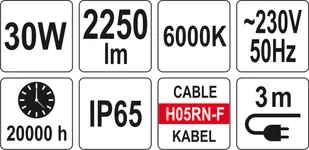 Yato REFLEKTOR DIODOWY 30W ZE STOJAKIEM YT-81810 YATO YT-81810 - Lampy ogrodowe - miniaturka - grafika 5