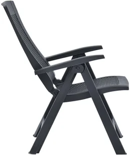 vidaXL Rozkładane krzesła do ogrodu, 2 szt., plastikowe, antracytowe - Fotele i krzesła ogrodowe - miniaturka - grafika 4