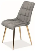 Krzesła - Signal Krzesło CHIC VELVET Szary Złoty CHICVZLS - miniaturka - grafika 1