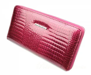 Jennifer Jones Portfel Damski Skóra Naturalna Lakierowana Duży Z Metalowym Suwakiem Piórnik - Portfele - miniaturka - grafika 2