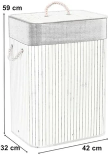 Kosz bambusowy na pranie 80L biało-szary - Kosze na bieliznę - miniaturka - grafika 8