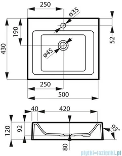 Massi Umywalka nablatowa SINGUR biała 50 cm MSU-2610-B - Umywalki - miniaturka - grafika 4