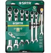 Klucze i nasadki - Sata Klucz Płasko Oczkowych Łamany Grzechotką 7EL - miniaturka - grafika 1