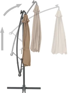 vidaXL Parasol wiszący z LED i stalowym słupkiem, 300 cm, taupe - Parasole ogrodowe - miniaturka - grafika 4