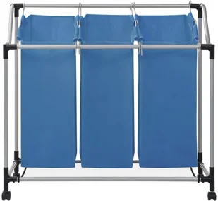 vidaXL Sortownik na pranie z 3 pojemnikami, niebieski, stalowy vidaXL - Kosze na bieliznę - miniaturka - grafika 2
