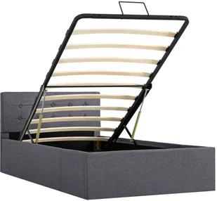 vidaXL Rama łóżka z podnośnikiem, ciemnoszara, tkanina, 90 x 200 cm - Łóżka - miniaturka - grafika 5