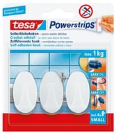Wieszaki łazienkowe - Tesa haczyki samoprzylepne, nośność do 1 kg, odklejalne, owalne, kolor biały, 3 sztuki 57533-00016-01 - miniaturka - grafika 1