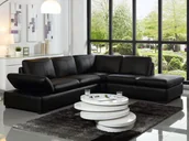 Narożniki - Vente-Unique Sofa narożna ze skóry ONYX II - Czarny - Narożnik prawostronny - miniaturka - grafika 1
