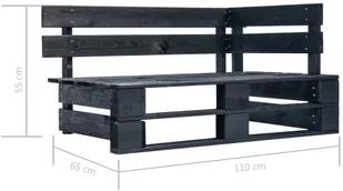vidaXL Ogrodowa ławka narożna z palet, drewno FSC, czarna - Ławki ogrodowe - miniaturka - grafika 5