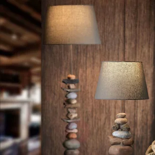 ONLI Lampa podłogowa Vera klosz z tkaniny i kamień - Lampy stojące - miniaturka - grafika 2